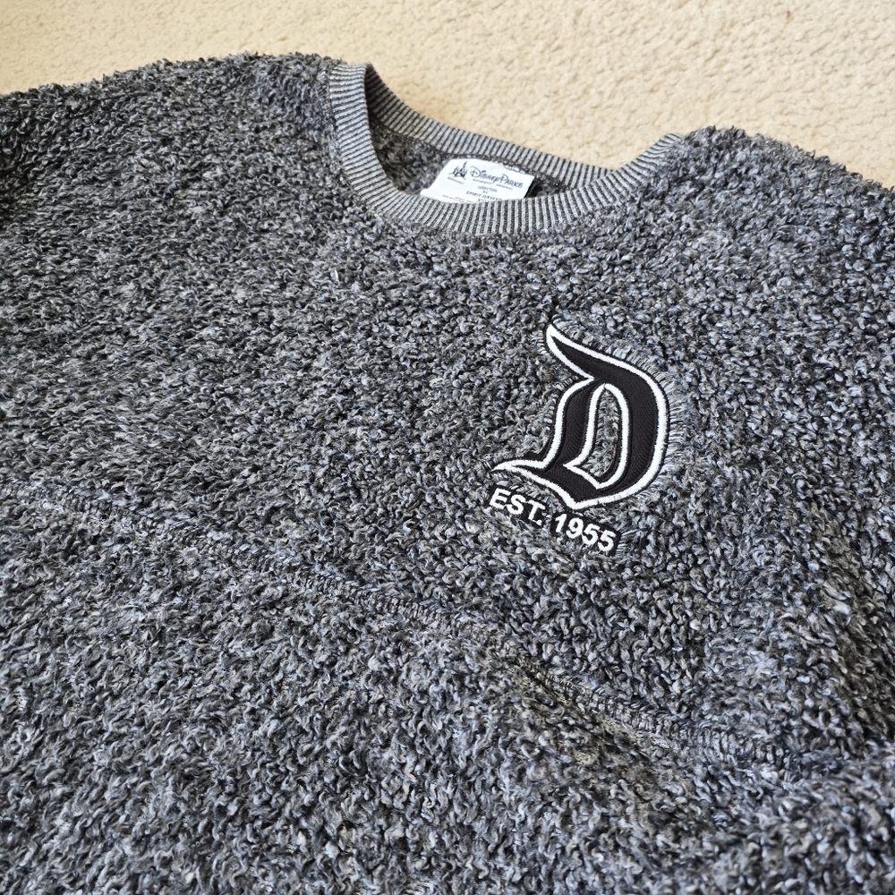 Disney Parks Sweater Womens XS Gray Black Spirit Jersey Disneyland Oversized - Picture 6 of 7